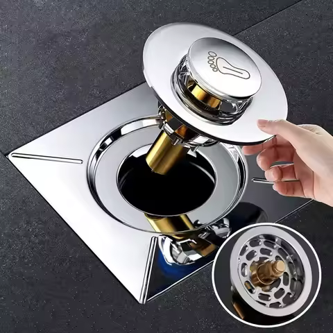 Pop-Up Sink Filter Drain Quick Drainage Sink Filter Bathroom Press Bounce Anti-Odor Insect-Proof Flo