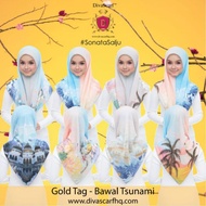 Gold Tag Bawal Tsunami Tudung Bawal Printed BabyBlue Corak Masjid Ombak DivaScarf Ready Stock Sonata