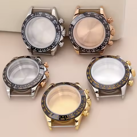 39mm Luxury Watch Case 316L Stainless Steel Case Sapphire Crystal Glass Waterproof For Seiko VK63 Mo