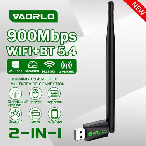 WiFi 6 900Mbps Bluetooth 5.4+ WiFi USB Wireless Network Card Adapter (2.4G+5GHz) Dual-Band Wi-Fi Rec