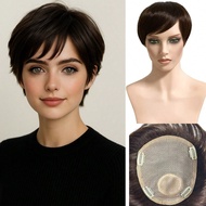 Women's Real Human Hair Top Topper - No Bangs, 6.2*7.5 Inches Perfect For Thinning Hair, 4inch, Rich