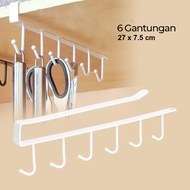 ZANLUTONG KITCHEN CABINET SHELF 6 HOOKS WHITE ALUMINUM