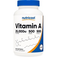 Nutricost Vitamin A 25,000 IU, 500 Softgels, Non-Genetically Transferred, Gluten Free