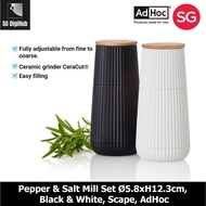 AdHoc Scape Pepper & Salt Mill Set Ø5.8xH12.3cm, Black & White