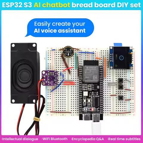 Keyestudio Xiao Zhi AI Voice Chatbot Breadboard DIY Starter Kit with 128x64 OLED Screen For Arduino