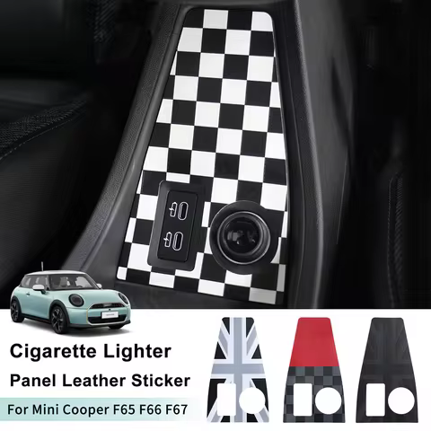 For Mini Cooper S JCW F65 F66 F67 2025 Car Charging Panel Decorative Sticker PU Leather Cigarette Li