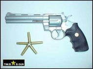 拼現金6吋左輪槍之銀色巨蟒PYTHON357空氣槍手槍生存遊戲玩具槍BB彈附六發彈殼