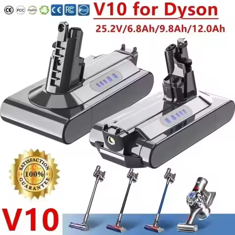 2026 New Improved 100% Lithium Replacement Battery, 25.2V, 12800mAh, Used for Dyson Cyclone V10 Abso