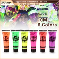 6pcs Face Body Art Paint UV Glow Neon Fluorescent Paint Festival Halloween Makeup Cosplay Easy Wash