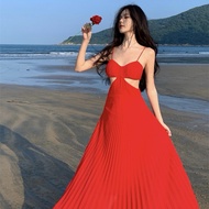 Seductive red beach maxi dress