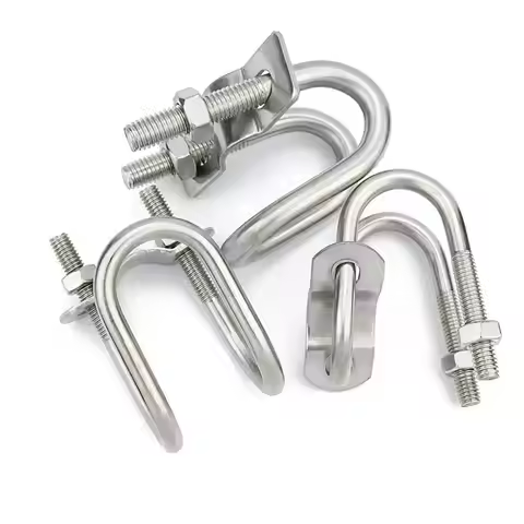 Durable Galvanized Double U Cross Clamp 20 25 32 40 50 M8 Steel U Bolt Clamp Screw Connector Pipe Cl