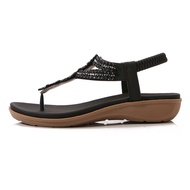 Fashion Rhinestones Design Flat Sandals T-Strap Casual Summer Beach Sandals Elastic Strap Flip Flop 