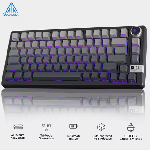 SOLAKAKA Ki75 Custom Wireless Mechanical Keyboard 75% Layout 3 Modes Aluminum Hot Swappable Gasket G