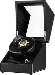 Stylish and Luxurious Automatic Watch Winder for Two Watches Dual Watch Winder Crocodile Automatic Watch Winder Carbon Fiber Double Watch Winding Box Quiet Motor Storage Display Case Box for Mechanica