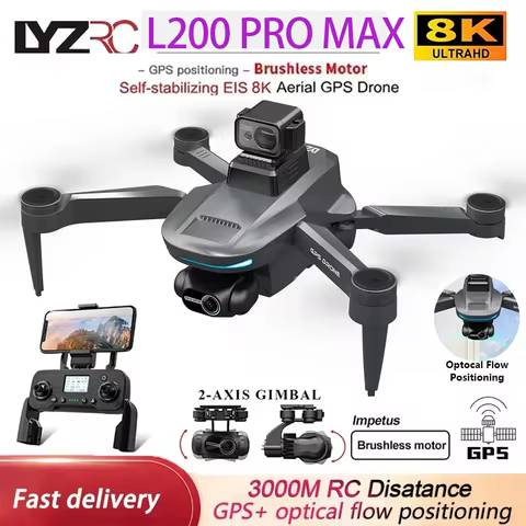 2025 New L200 PRO MAX Drone 4K Professional HD Camera 2-Axis Gimbal 360° Obstacle Avoidance Brushles