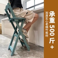 ST-🚤Folding High Stool Heightened Chair Living Room Stool Adjustable Foldable Bar Stool High Leg Stool Home 0WIL