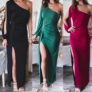 Formal Dresses Gown For Debut Dresses For Women Gown For Women Wedding Dress For Ninang Sexy Temperament Women's Solid Color Half Split Sleeve One-Step Dress Evening Dress