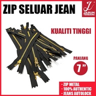 Zip Besi YKK 7" Hitam Auto Lock | Zip Seluar Jeans, Zip Baju, Zip Bag, Zip Handmade, Zip Kualiti Tin