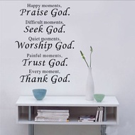 Praise God Wall Stickers Living room Bible Black Verse Word Art Background