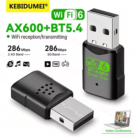 KEBIDUMEI WiFi 6 USB Adapter AX600 Bluetooth 5.4 5GHz Network Card 150M BT4.2 WiFi Dongle 2.4G Wirel
