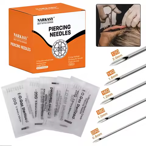 Ear Nose Piercing Needles - 50/100/200Pcs Mixed Piercing Needles 12G 14G 16G 18G and 20G Hollow Need