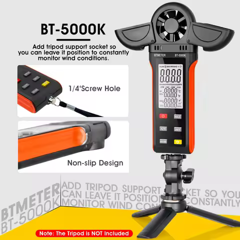 Wind Speed Meter, Digital External Anemometer, BT-5000K Measure Wind Speed, 67 Mph High Speed, Backl