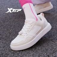 Xtep Women Sneakers Fashion Wear-resistant Leather Breathable Support Non-Slip Comfortable Lightweight
