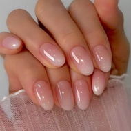 Wear nails Short nails Pink White Gradient Manicure Wear nails Wearable nails press on nails
