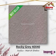Impresso Rocky Grey 40x40 Kw1 Keramik Lantai Kasar