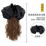 [YWYK] Tóc Giả Đuôi Ngựa Xoăn Lượn Sóng Dài 40Cm Kèm Kẹp Tóc Nơ Cho Nữ Phụ Kiện Tóc Nối Cho Nữ