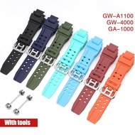 ﹊┋ Rubber Strap for Casio G-Shock GA-1000/1100 GW-4000 /A1100 G-1400 Men Sport Waterproof Band Watch With Screws tools