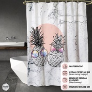 Forhom Shower Curtain With C Hooks Pineaple 180x180 cm Shower Curtain