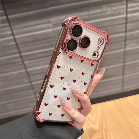 Cute Red Black Love Heart Plating Phone Case For Google Pixel 8 7 10 9 Pro XL 9A 8A 7A 9Pro Pixel9 A