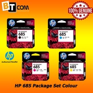 HP 685 Series (Black+Cyan, Magenta, Yellow) Package Set Original Ink Cartridge CZ121AA+CZ122AA+CZ123