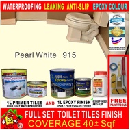 915 PEARL WHITE / / FULL SET Epoxy Floor Coating ( FREE Tool Set ) ( 1L PRIMER WATERPROOF+1L EPOXY PAINT+0.5 KG ANTI-SLI