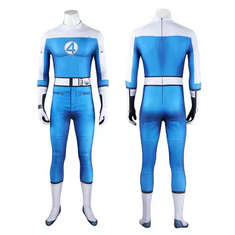 CyHigh Quality Fantastic 4 Thing Cosplay Costume Four Reed Richards Halloween Superhero Zentai Blue 