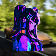 Cyberpunk Anime Girl Waterproof Vinyl Sticker For Car Motorcycle Helmet Laptop Decor Decal