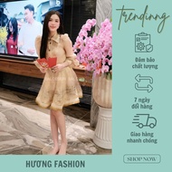 Printed dress with belt Huong fashion