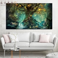 Perilla-Landscape oil painting magical forest tree pictures posters and prints used for modern livin