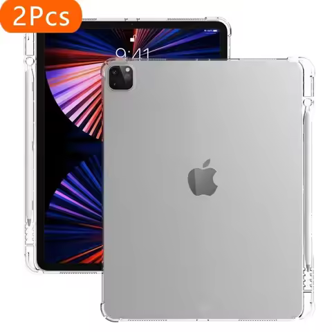 2Pcs Clear Case For iPad Pro 12.9 Case With Pencil Holder Cover For ipad pro 12 9 2021 2020 2018 202