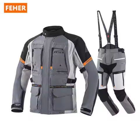 FEHER Men's Motorcycle Touring Suit Four Seasons Waterproof Motorcycle Rally Suits 3 Layers Windproo