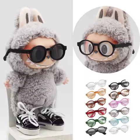 6.5cm Glasses for Labubu Dolls Accessories Transparent Plastic Glasses for 15-17cm Plush Labubu Doll