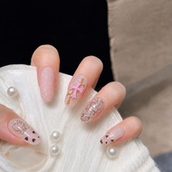 Cute Pink Press On Nails | Handmade Reusable Fake Nails | Cute Y2K Kawaii Cross Bow Nail Set