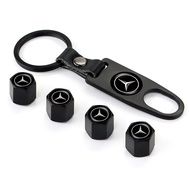 Sieece Car Tire Valve Cap With One Wrench Keychain Alloy Auto Tire Core Cover Dustproof Tire Valve Cap Car Accessories For Mercedes Benz W124 W202 W203 W204 W212 E GLA200 W207 CLS GLB35 AMG Vito E200 CLA GLC GLB200 GLA A35