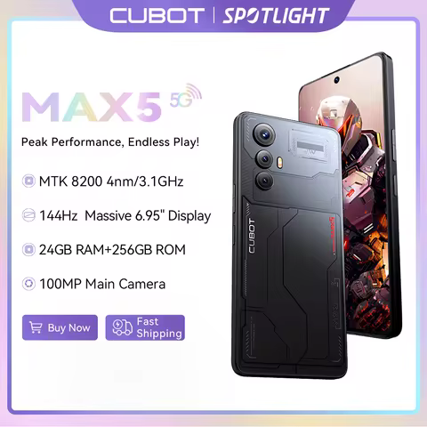5G Smartphone CUBOT MAX 5, Dimensity 8200 4nm 3.1GHz, 6.95-inch 144Hz Large Screen, Gaming Phone, 24