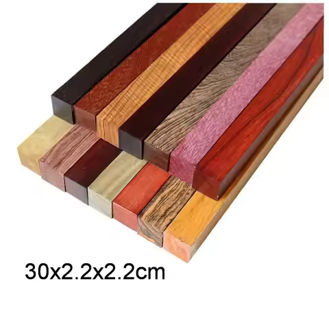 30x2.2x2.2cm Rosewood Buddha Beads Blanks Small Leaf Red Sandalwood Golden Star Square Wood Rods for