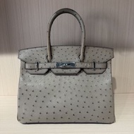 Hermes愛馬仕Birkin30 銀扣鴕鳥皮