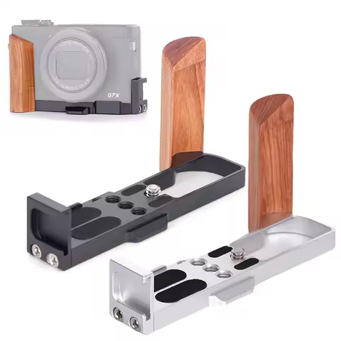 For Canon G7X III /G7X II Wooden L Bracket Holder Hand Grip, Quick Release L Plate For Arca-Swiss Tr