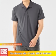 Men's turtleneck polo shirt, dark gray poly crocodile fabric - Sizes over 100kg 4XL 5XL 6XL polo shi