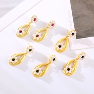 S925 Silver Needle Vintage Pearl Flower Drop Earrings Fashion Women Gold Metal Crystal Dangle Earrings Jewelry Accessories